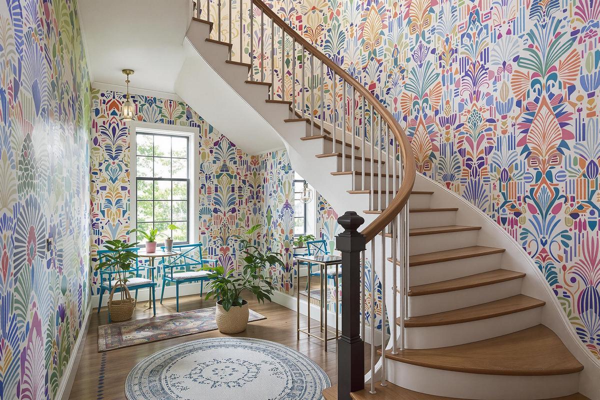 papier peint cage escalier