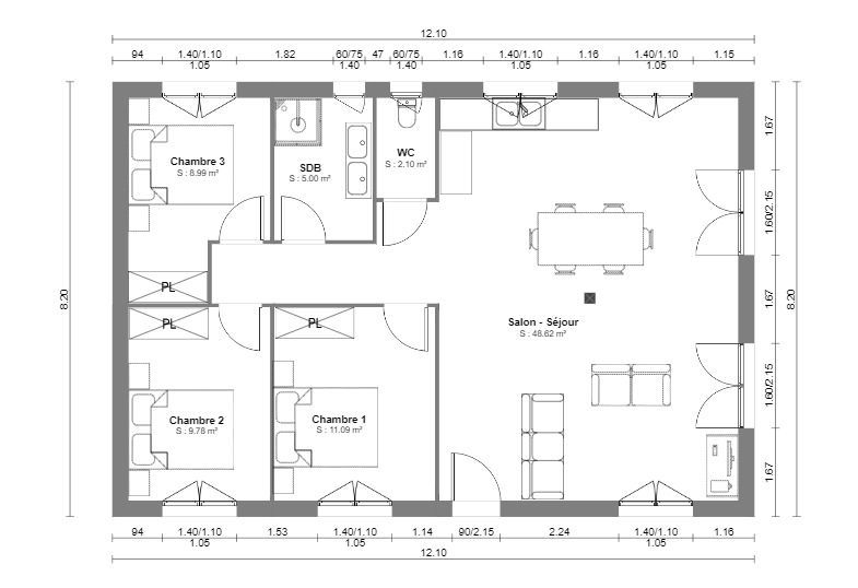 chalet bois habitable 80m2