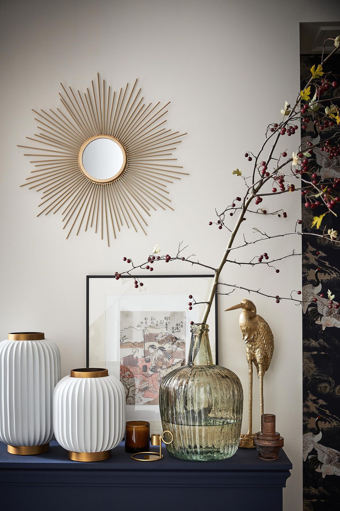 miroir doré rond